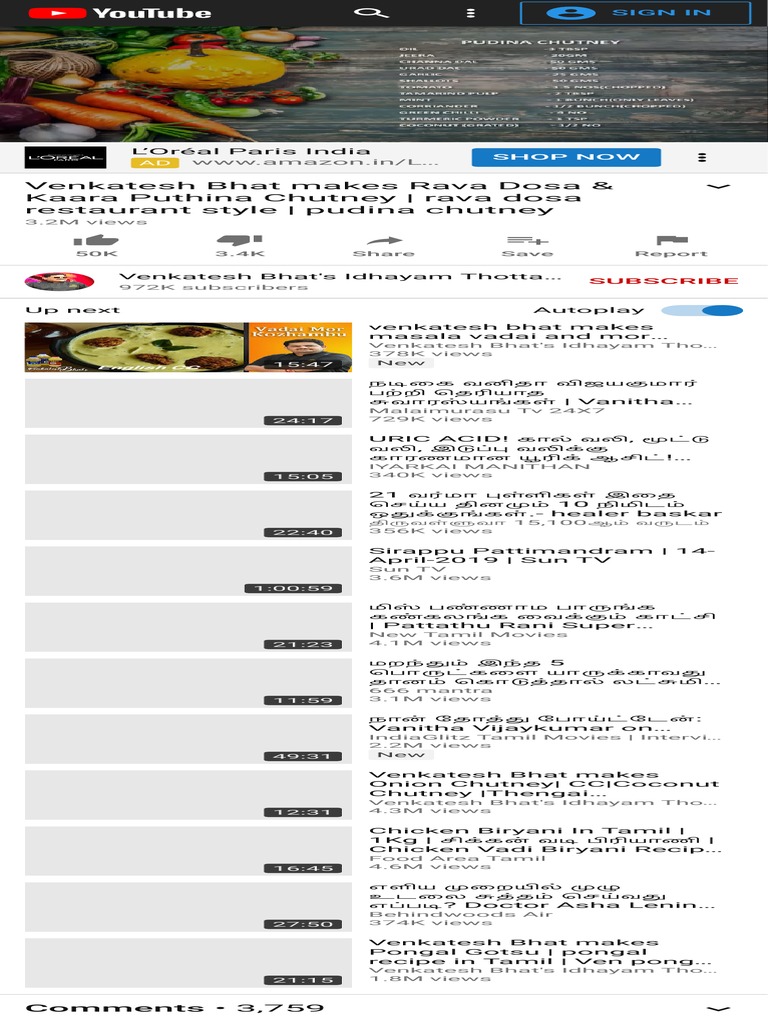 Venkatesh Bhat Makes Rava Dosa & Kaara Puthina Chutney Rava Dosa Restaurant Style Pudina Chutney