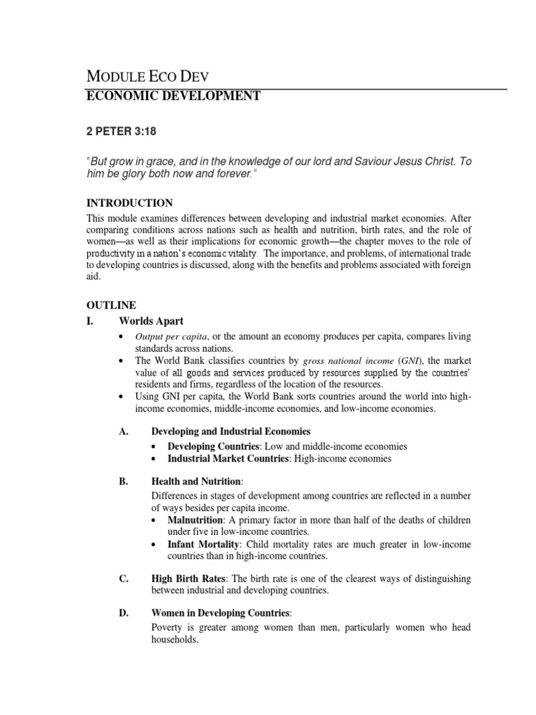 Module Eco Dev Economic Development Pdf Developing Country Poverty