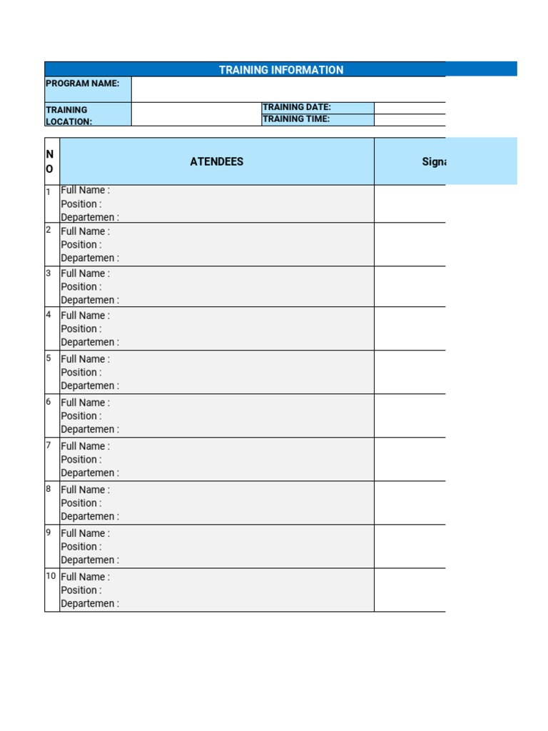 Template Absensi Training PDF