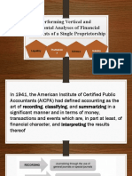 Performing Vertical and Horizontal Analyses of Financial Statements of A Single Proprietorship