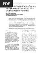 Motivation and Commitment To Teaching Among Pre-Service Teachers of A State University in Samar, Philippines