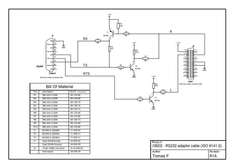OBD2 to RS232 Adapter Circuit Diagram | PDF