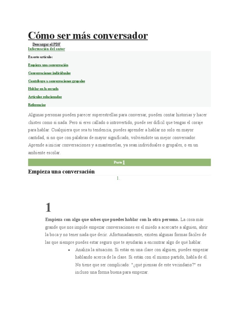 Cómo Ser Más Conversador | PDF | Crecimiento personal y profesional ...