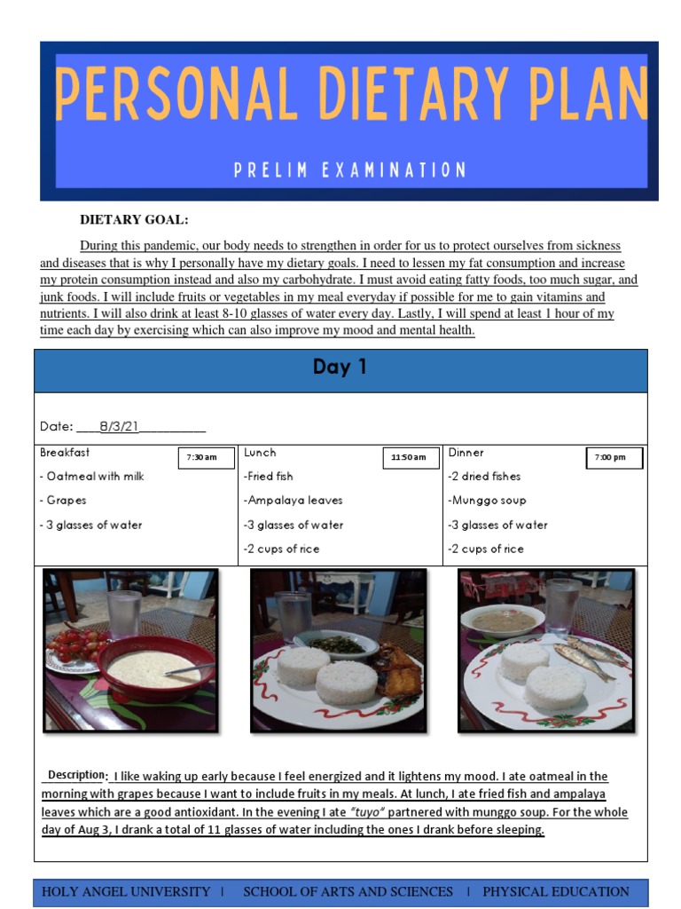 Dietary Goal Plan PDF Meal Lunch