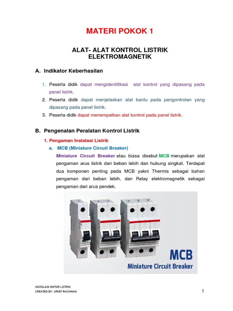 Komponen Instalasi Motor Listrik | PDF