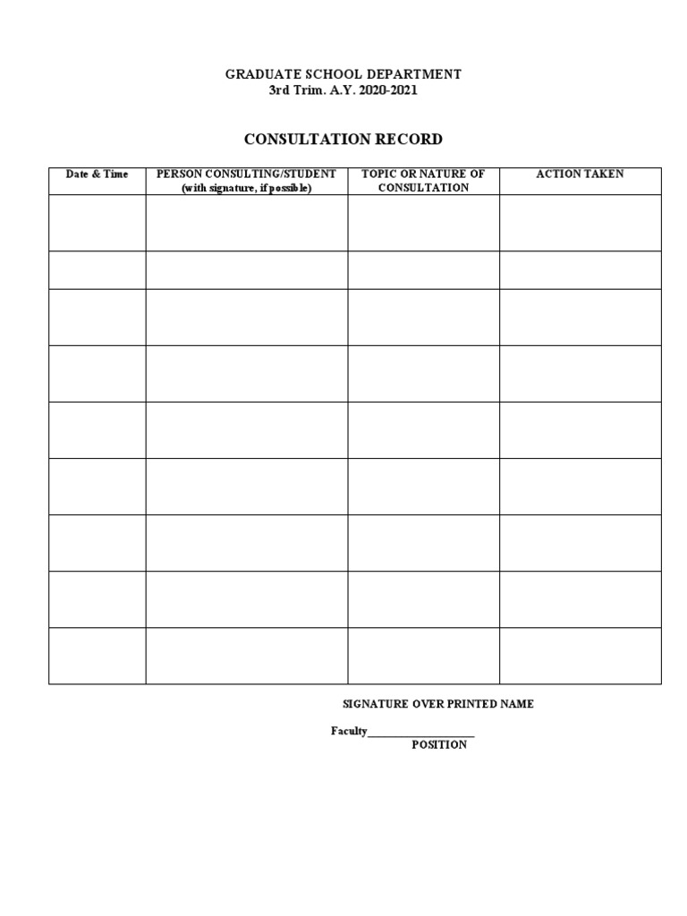 Consultation Record Sheet Draft | PDF
