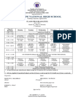 Guadalupe National High School: Class Program (F2F)