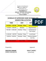 Schedule of Supervised Hand Washing and Disinfecting Activities Time DAY Activity