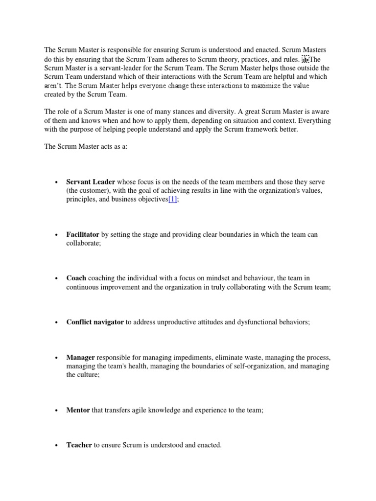 The Scrum Master Is Responsible For Ensuring Scrum Is Understood And