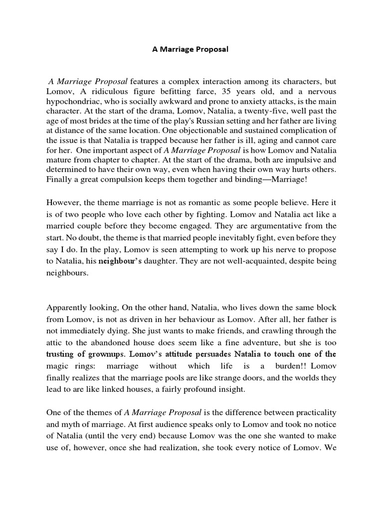 A Marriage Proposal | PDF | Romance (Love) | Marriage