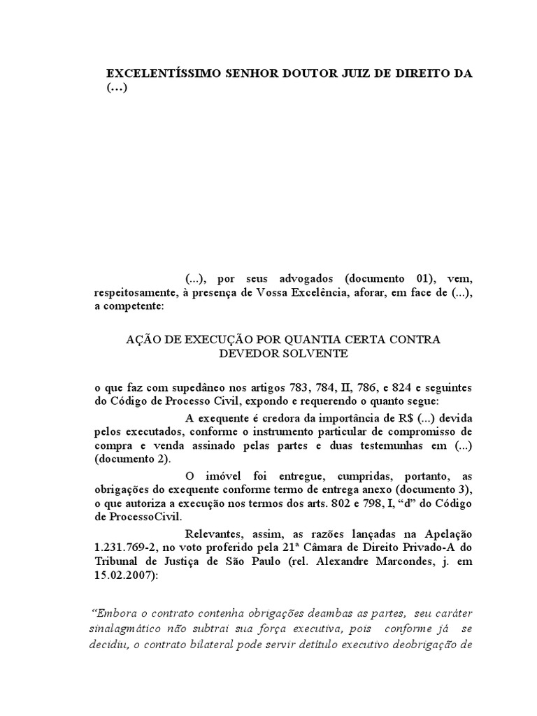 Execução Por Quantia Certa | PDF | Citação (jurídico) | Processo civil