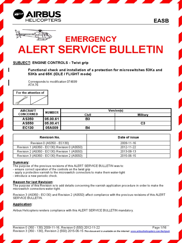 Alert Service Bulletin Emergency PDF Aviation Manufactured Goods