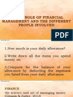 W1.major Role of Financial Management and The Different People Involved