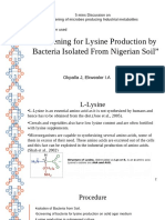Screening For Lysine Production by Bacteria Isolated From Nigerian Soil