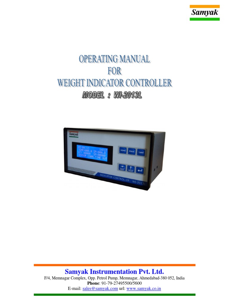 User Manual Weight Indicator Wi 2013l | PDF | Analog To Digital ...