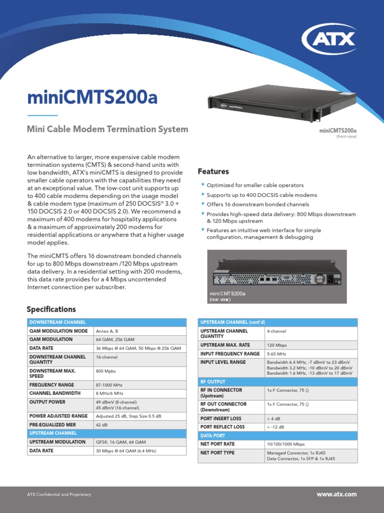Minicmts200A Mini Cable Modem Termination System PDF Modem