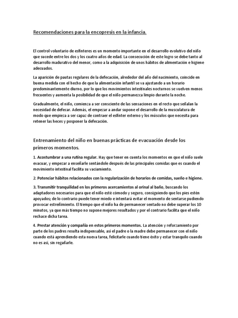 para La Encopresis en La Infancia PDF