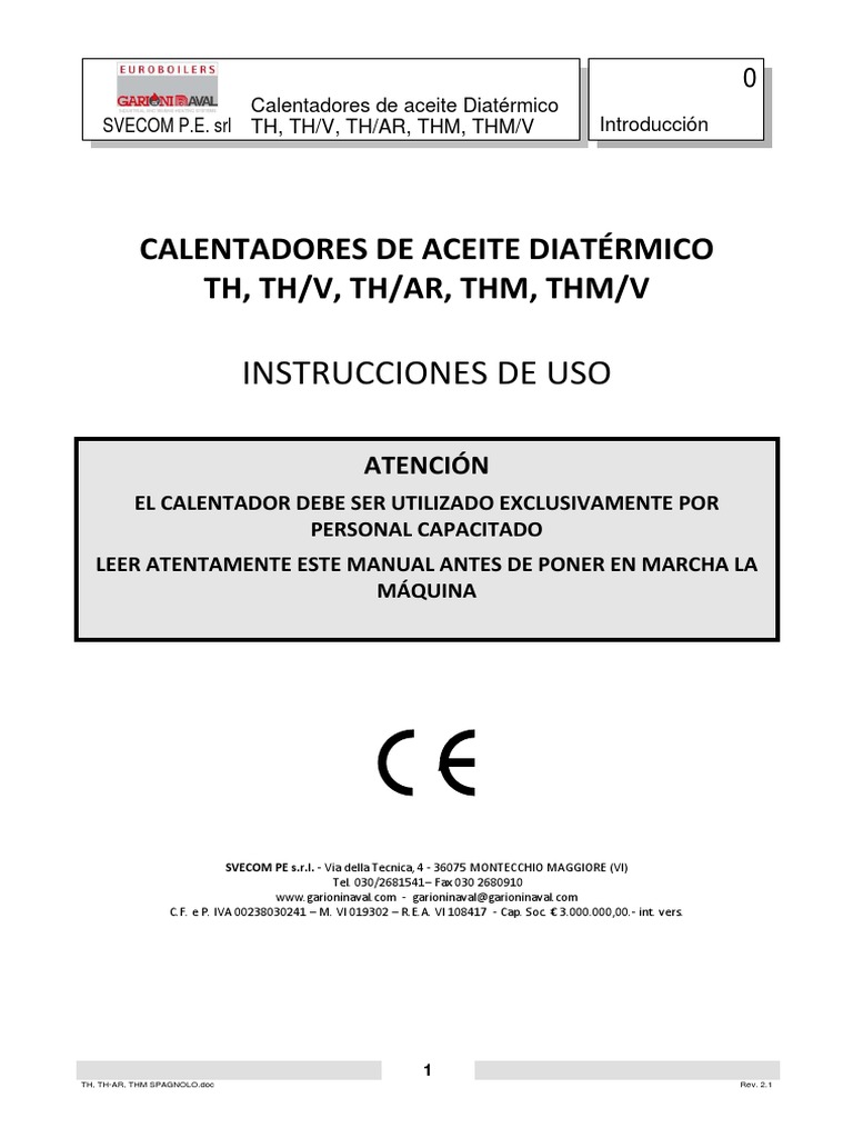 Thermal Oil Heater TH SPANISH | PDF | Chimenea | Química