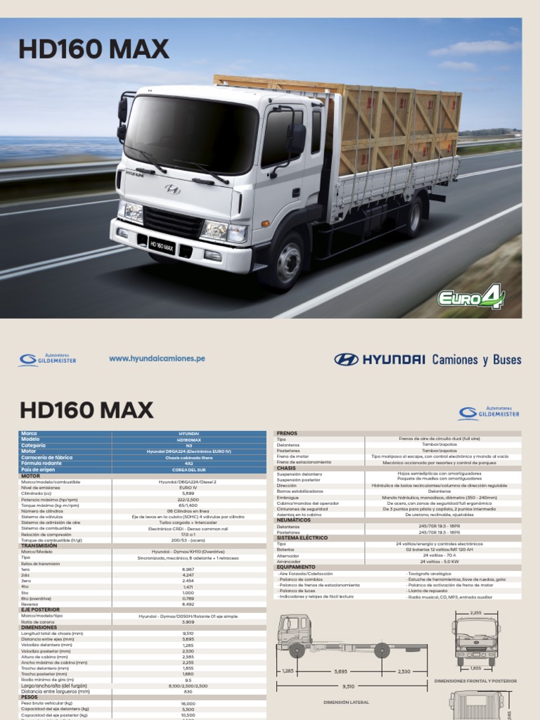 Especificaciones del Hyundai HD160 Max | PDF | Tecnologías automotrices ...