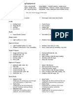 Session Zero - Handout 4 - Equipment Choice