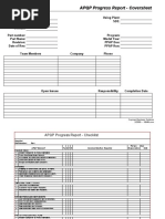 APQP Progress Report - Coversheet