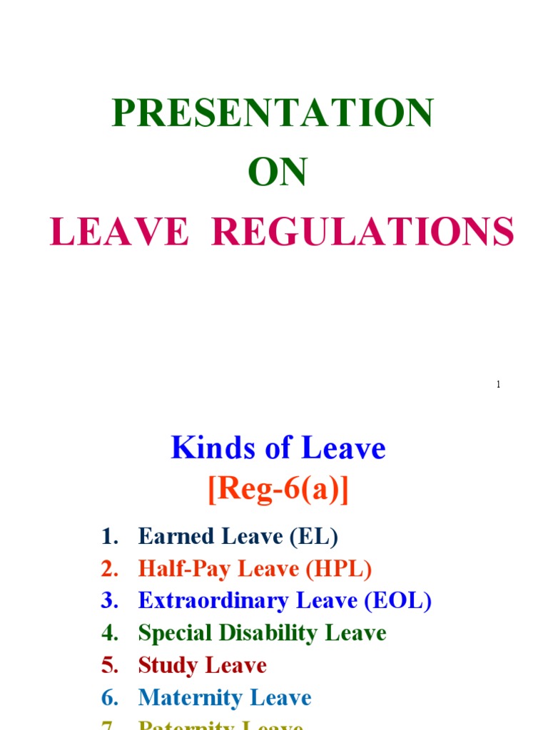 Presentation ON Leave Regulations PDF Parental Leave