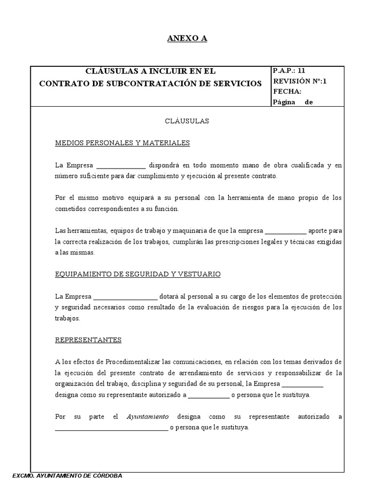 11 Subcontratas Anexos | PDF