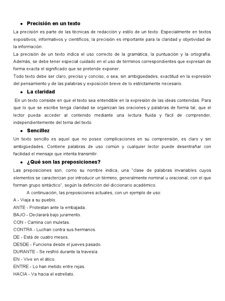 Precisión en Un Texto | PDF | Verbo | Pronombre