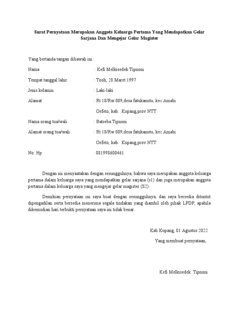 surat-pernyataan-merupakan-anggota-keluarga-pertama-yang-mendapatkan