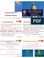 Interval Estimation Interval (CI) Estimation: Course No: MATH F113