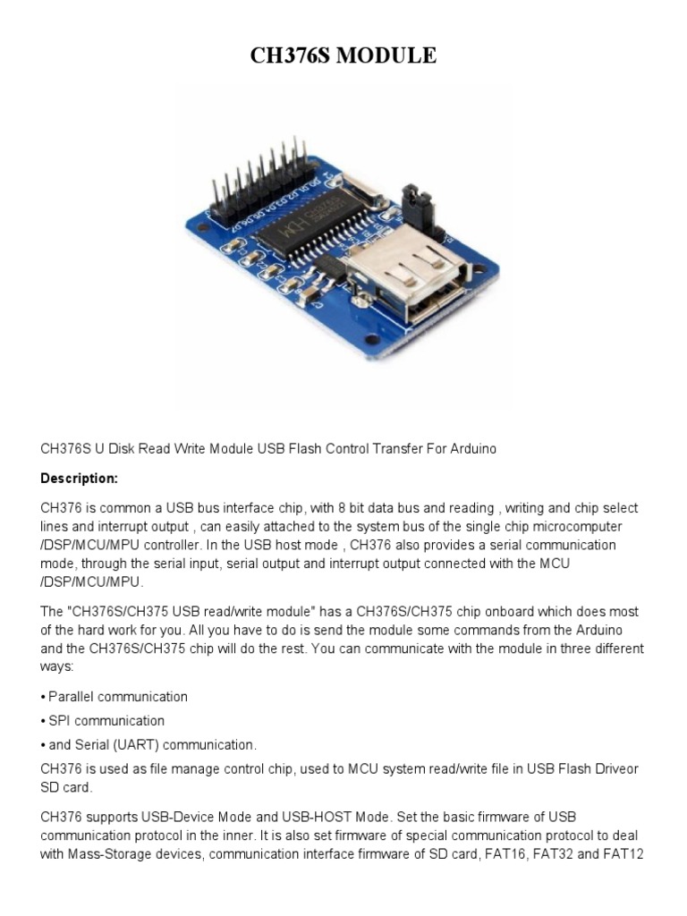 CH376S USB Module for Arduino Use | PDF