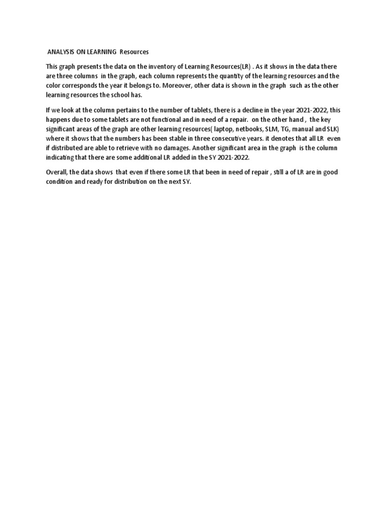 Analysis On Learning Resources Pdf