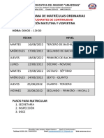 Cronograma de Matriculas - Estudiantes Continuidad