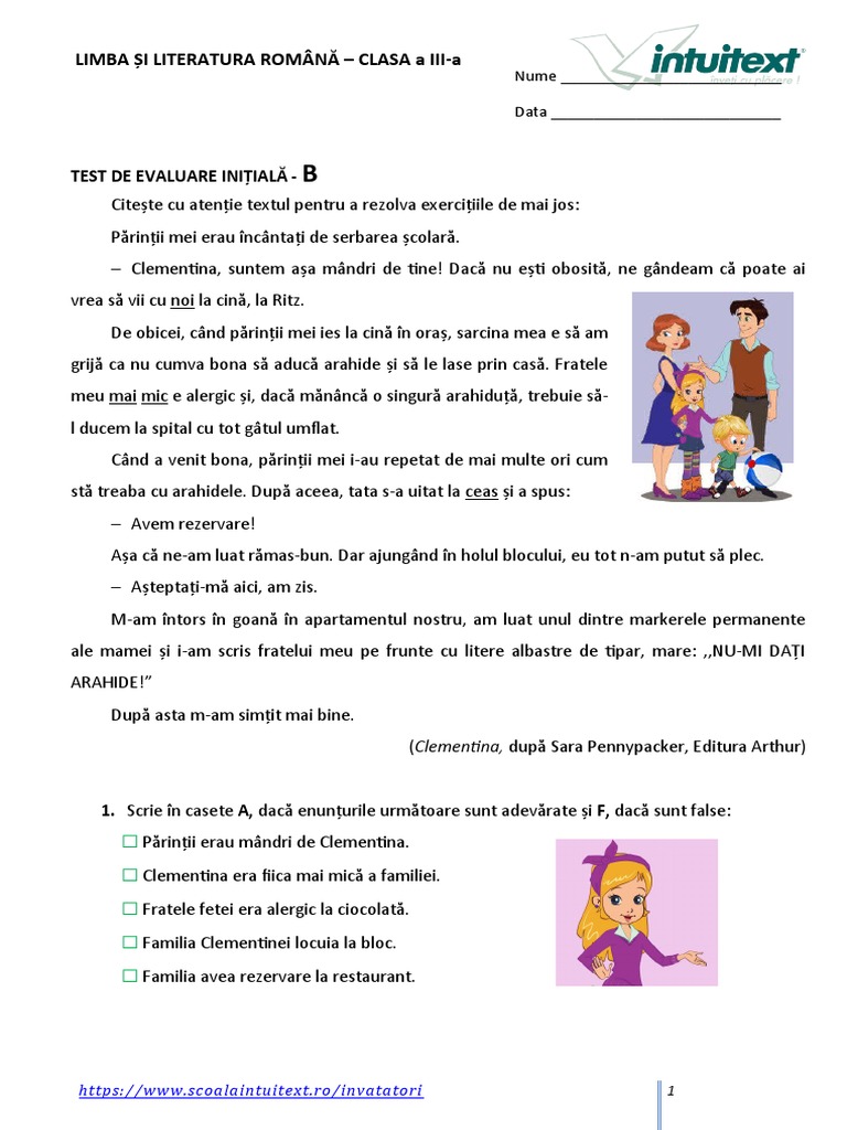 03 Test Evaluare Initiala LLR Var B | PDF