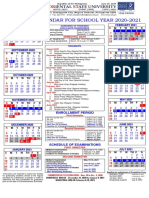 University Calendar For School Year 2020-2021: M T W TH F S