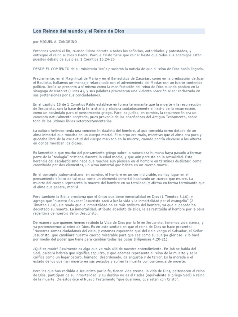 Reinos del Mundo y el Reino de Dios | PDF | La resurrección de Jesús ...