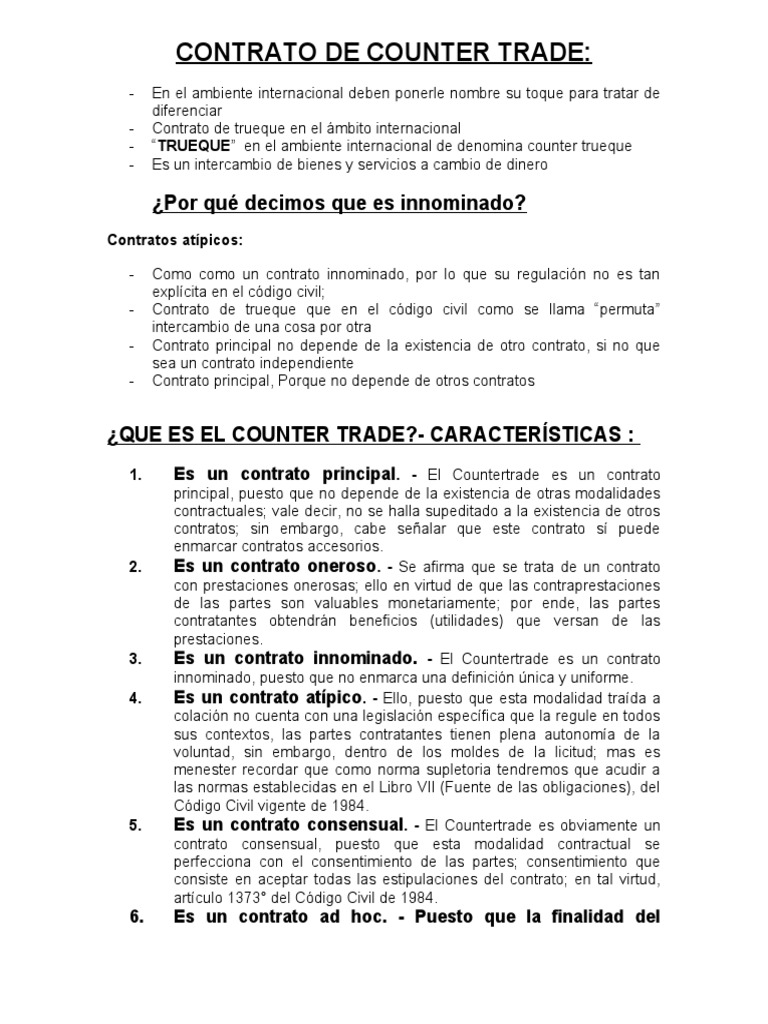 Contrato de Counter Trade | PDF | Bienes | Moneda