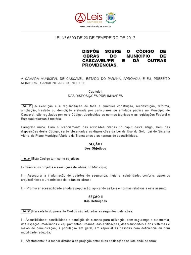 Código de Obras Cascavel 2017 | PDF | Acessibilidade