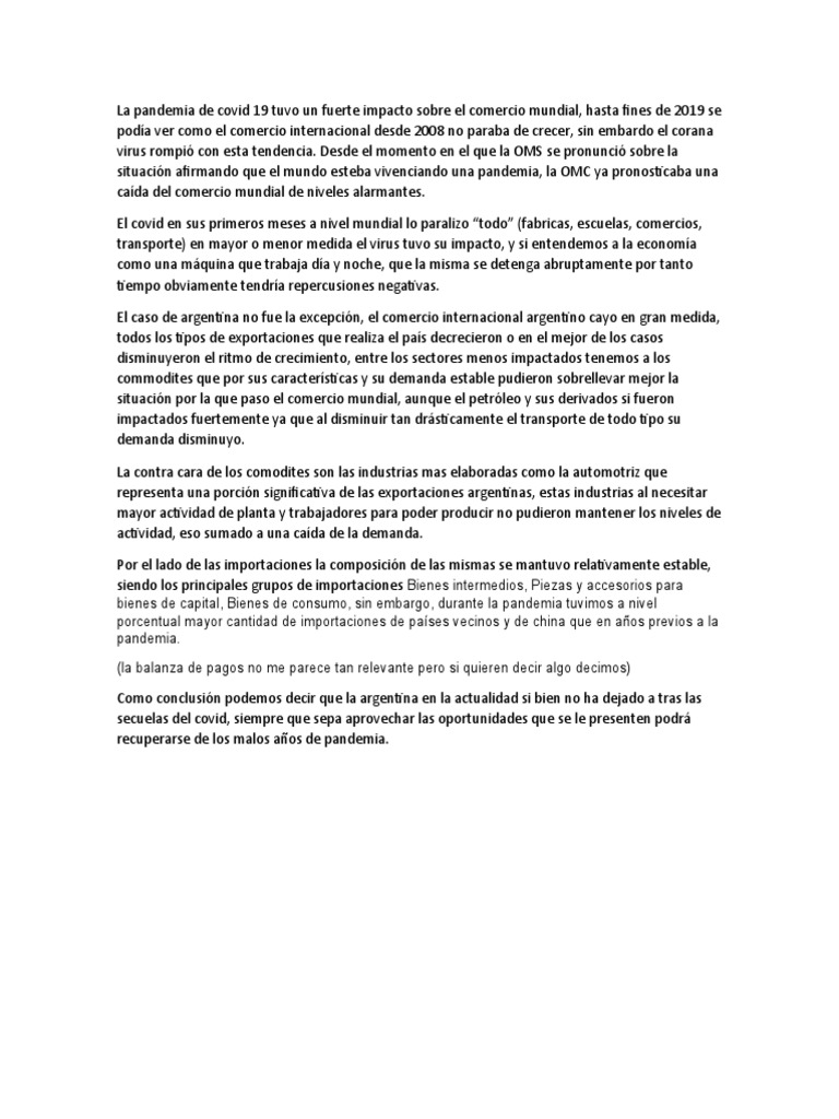 La Pandemia de Covid 19 Tuvo Un Fuerte Impacto Sobre El Comercio ...