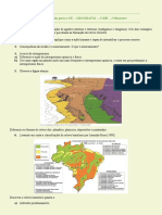 Lista de Revisão de Geografia - Relevo e Formas do Terreno