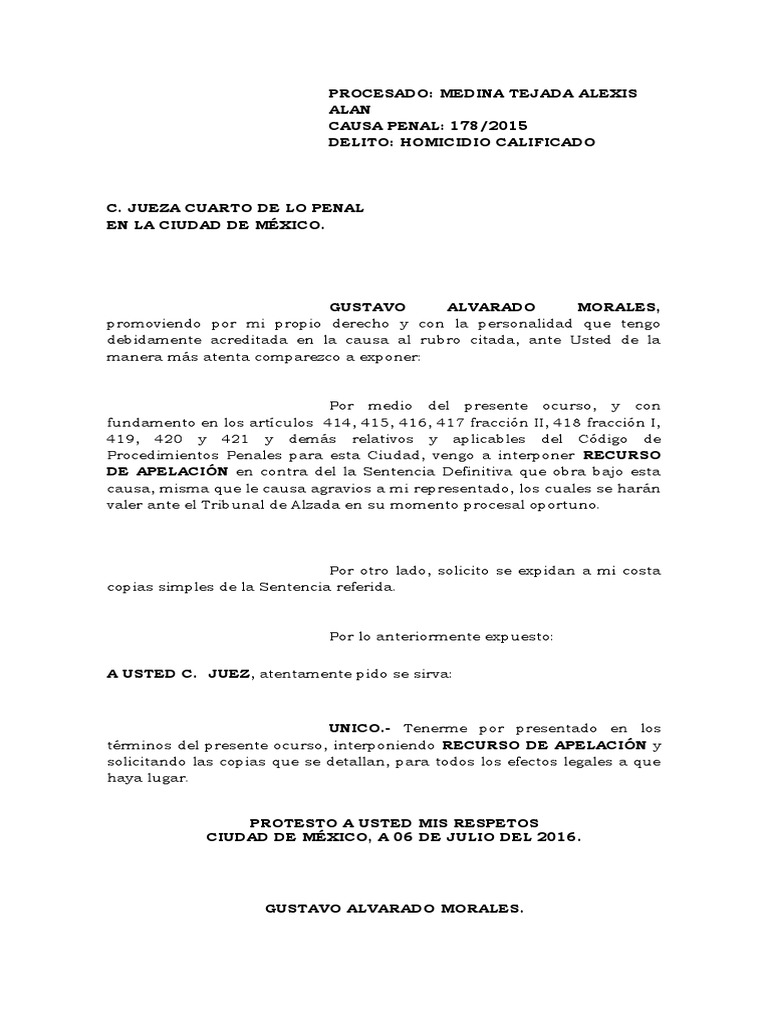 Apelacion Penal PDF Sentencia (ley) Apelación