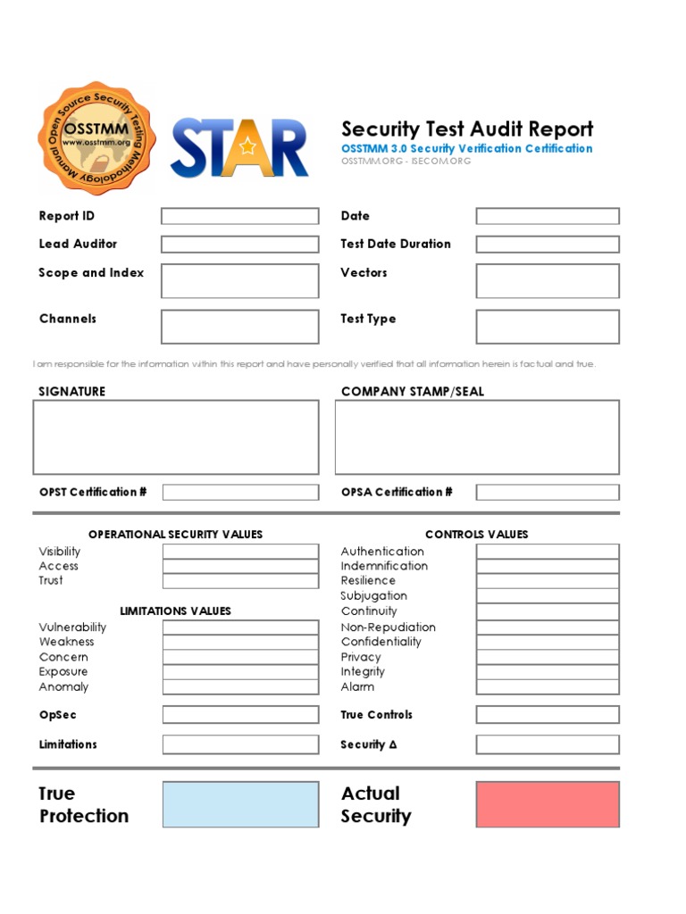 OSSTMM Security Audit Report | PDF | Authentication | Audit