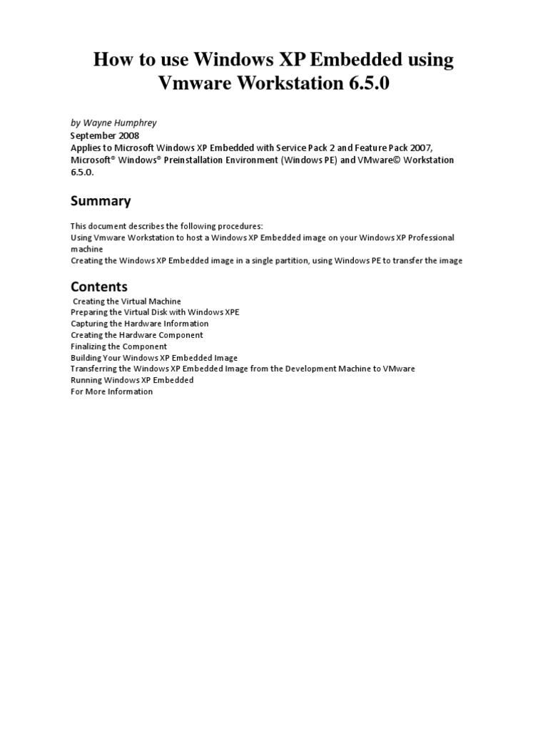 Using Windows XP Embedded in VMware | PDF | Microsoft Windows | Windows Xp