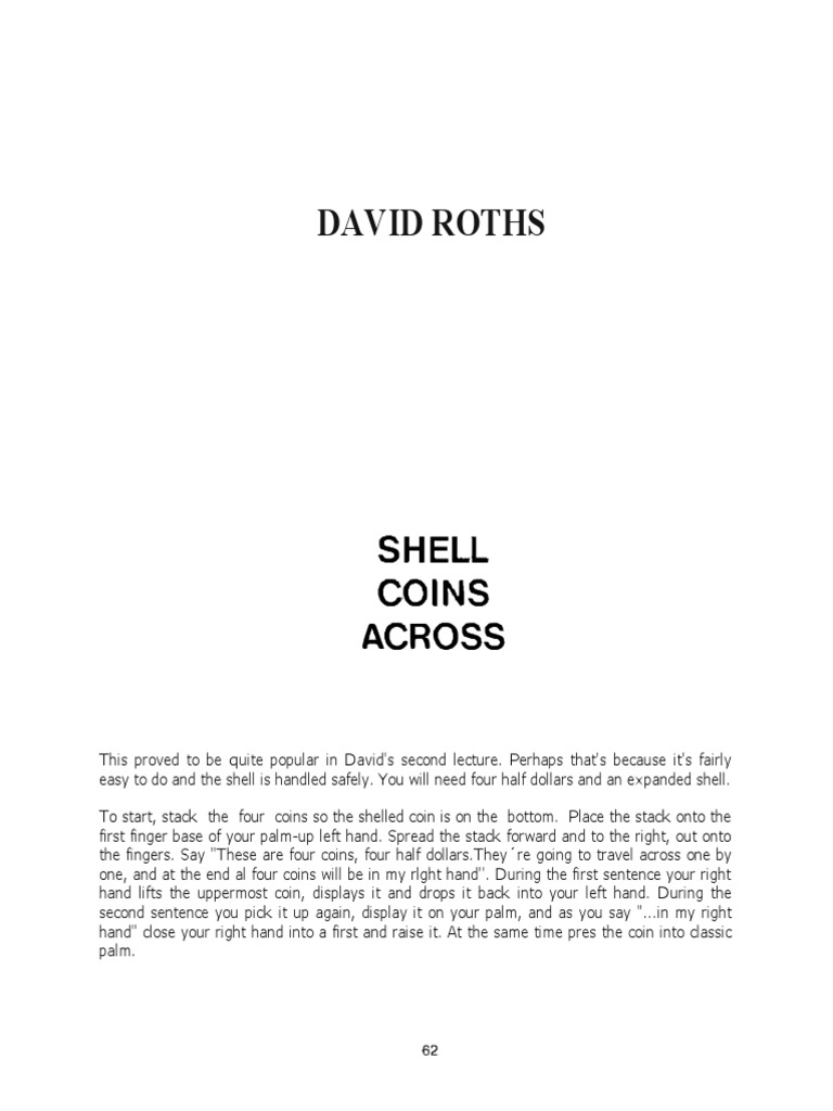 Coin Magic Techniques by David Roth | PDF | Hand | Limbs (Anatomy)