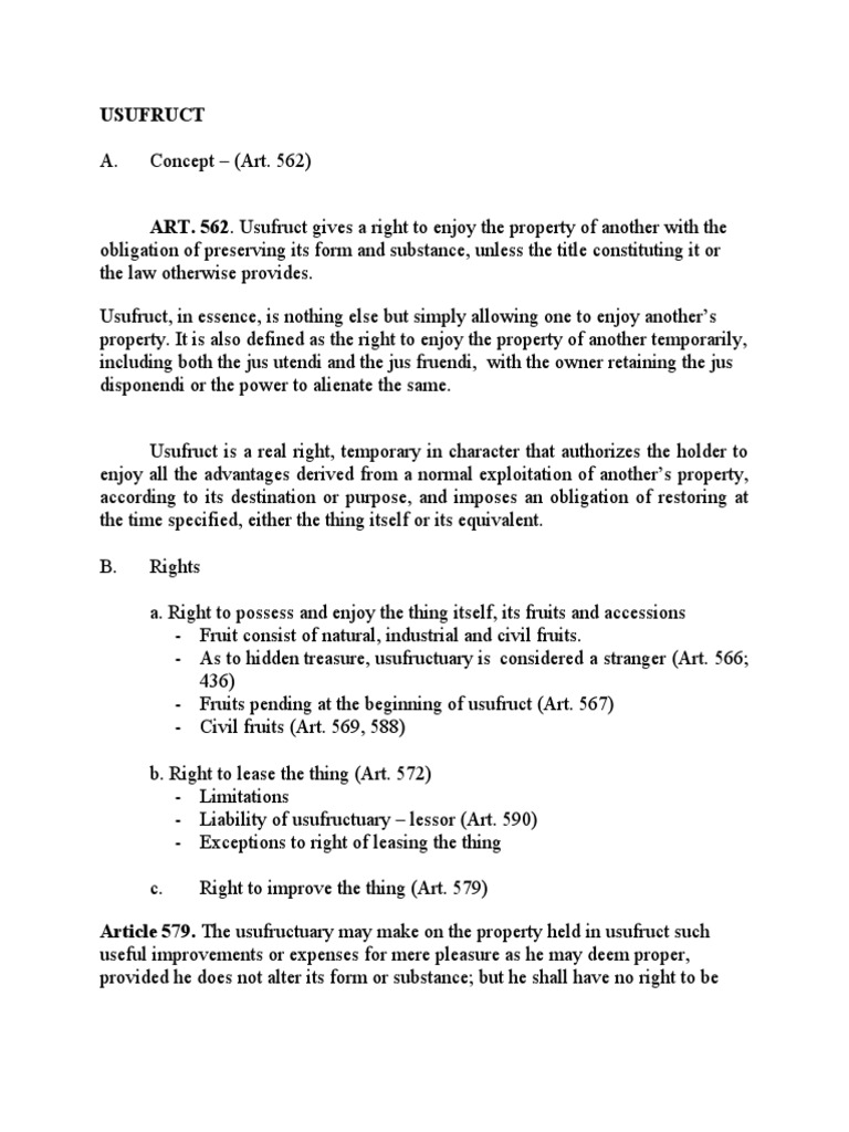 USUFRUCT PDF Property Legal Liability