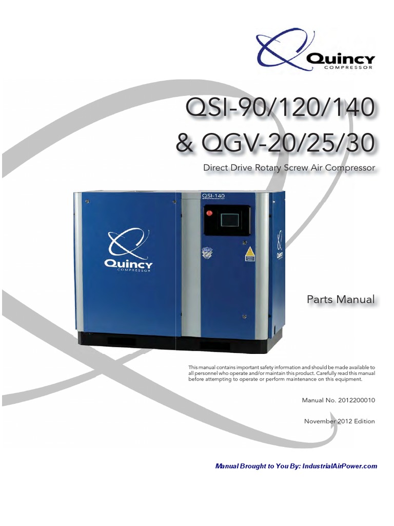 12Quincy QSI90120140 QGV20!25!30 Direct Drive Rotary Screw