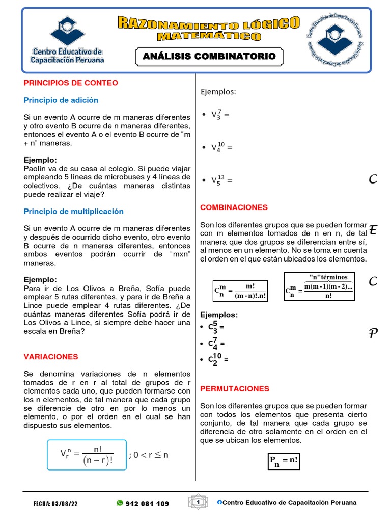 Análisis Combinatorio | PDF | Combinatoria