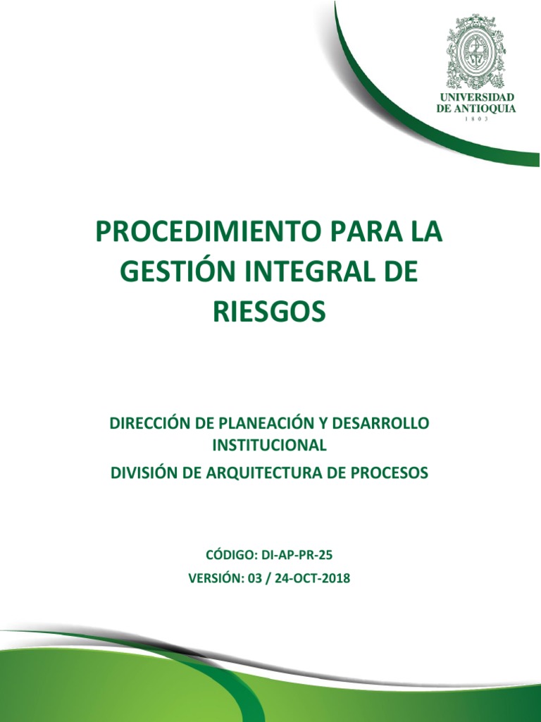 Procedimiento Gestión Integral de Riesgos | PDF | Riesgo | Corrupción ...