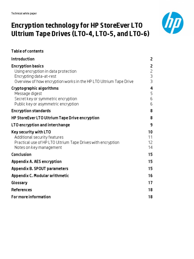 HP Storeever Lto Ultrium Tape Drives Encrypting Tech PDF Public Key