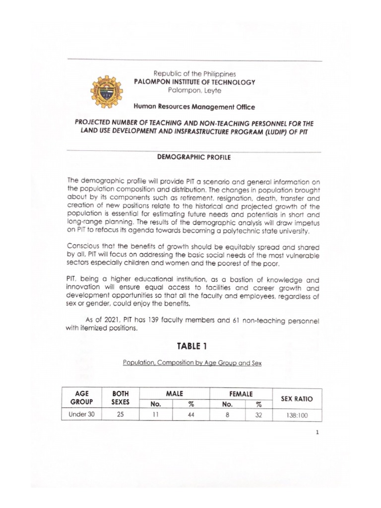 Projection Number of Teaching and Non Teaching Personnel PDF